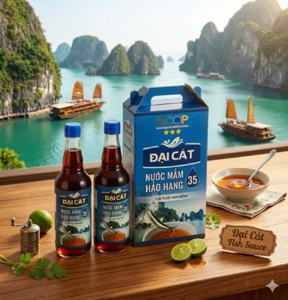 Hộp 2 chai nước mắm Hảo Hạng Đại Cát 500ml 35N